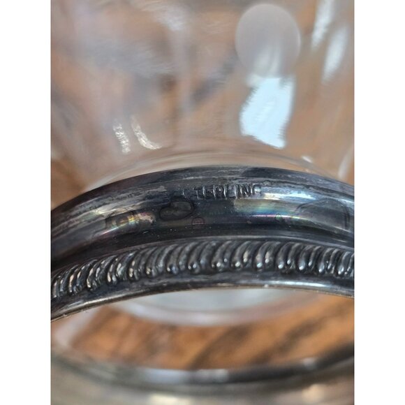 Vintage Etched Glass Sterling Silver Sugar Creamer Set - Picture 5 of 12